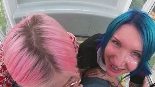 Risky ferris wheel blowjob w slutty teens